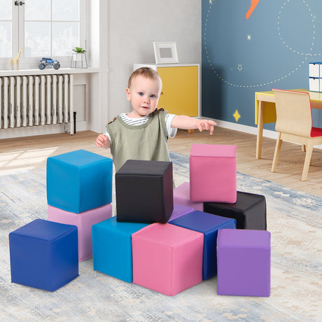 12 Piezas Bloques de Construcción de Espuma Suave, Set de Cubos de Espuma para Trepar para Niños