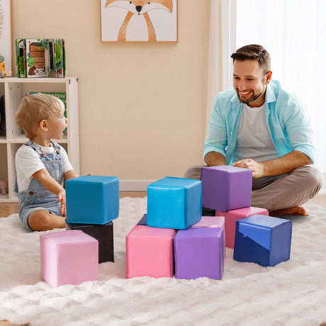 12 Piezas Bloques de Construcción de Espuma Suave, Set de Cubos de Espuma para Trepar para Niños