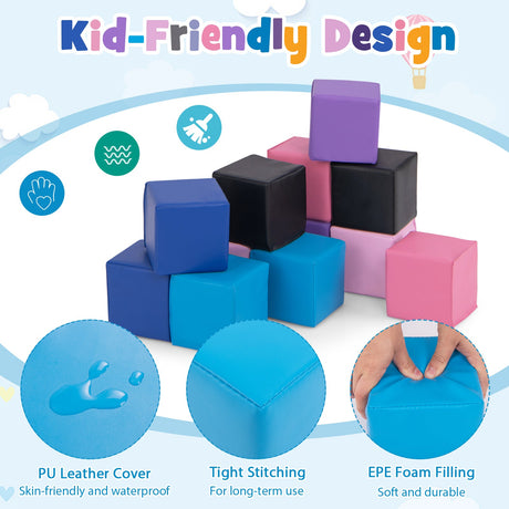 12 Piezas Bloques de Construcción de Espuma Suave, Set de Cubos de Espuma para Trepar para Niños