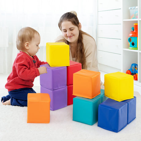 12 Piezas Bloques de Construcción de Espuma Suave, Set de Cubos de Espuma para Trepar para Niños