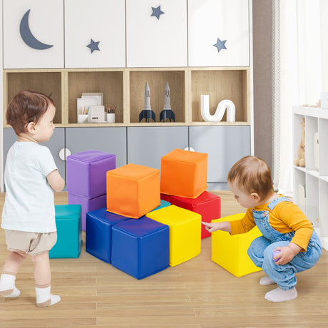 12 Piezas Bloques de Construcción de Espuma Suave, Set de Cubos de Espuma para Trepar para Niños