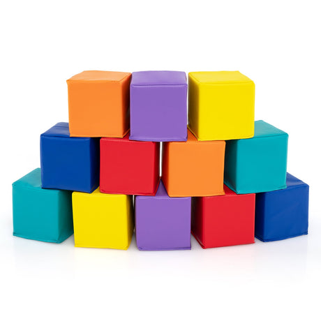 12 Piezas Bloques de Construcción de Espuma Suave, Set de Cubos de Espuma para Trepar para Niños