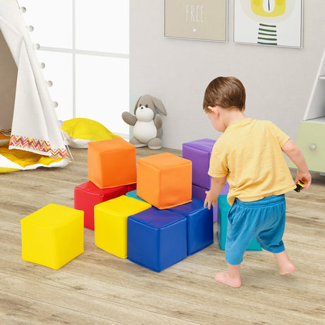 12 Piezas Bloques de Construcción de Espuma Suave, Set de Cubos de Espuma para Trepar para Niños