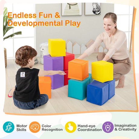 12 Piezas Bloques de Construcción de Espuma Suave, Set de Cubos de Espuma para Trepar para Niños