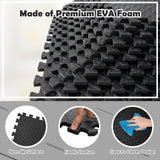 Alfombra de piso entrelazada de 12 piezas con superficie antideslizante e impermeable - Negro