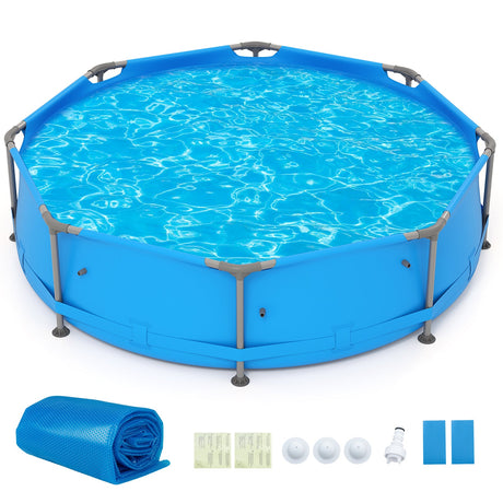 Piscina redonda elevada de 12 pies x 30 pulgadas con cubierta de 12 pies