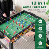 Mesa de juegos combinada 12 en 1 con futbolín, hockey de aire, billar, ajedrez y ping pong