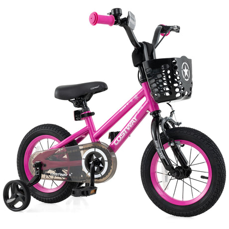 Bicicleta infantil ajustable de 14 pulgadas con cesta delantera para niños de 4 a 5 años