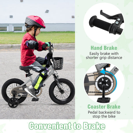 Bicicleta infantil ajustable de 14 pulgadas con cubrecadena transparente para niños de 4 a 5 años