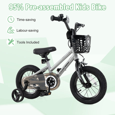 Bicicleta infantil ajustable de 14 pulgadas con cubrecadena transparente para niños de 4 a 5 años