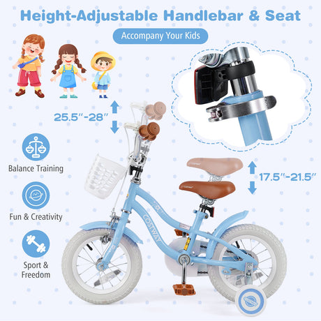 Bicicleta para niños de 14 pulgadas con manillar y asiento ajustables para niños de 3 a 5 años
