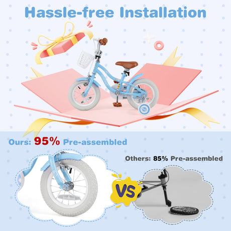 Bicicleta para niños de 14 pulgadas con manillar y asiento ajustables para niños de 3 a 5 años