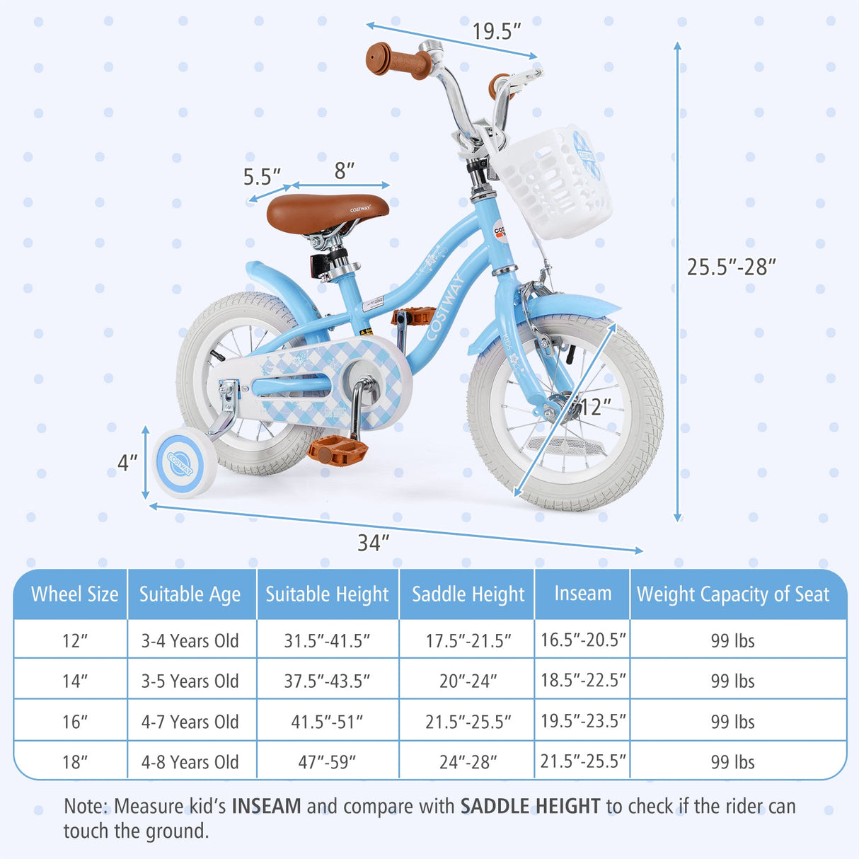 Bicicleta para niños de 14 pulgadas con manillar y asiento ajustables para niños de 3 a 5 años