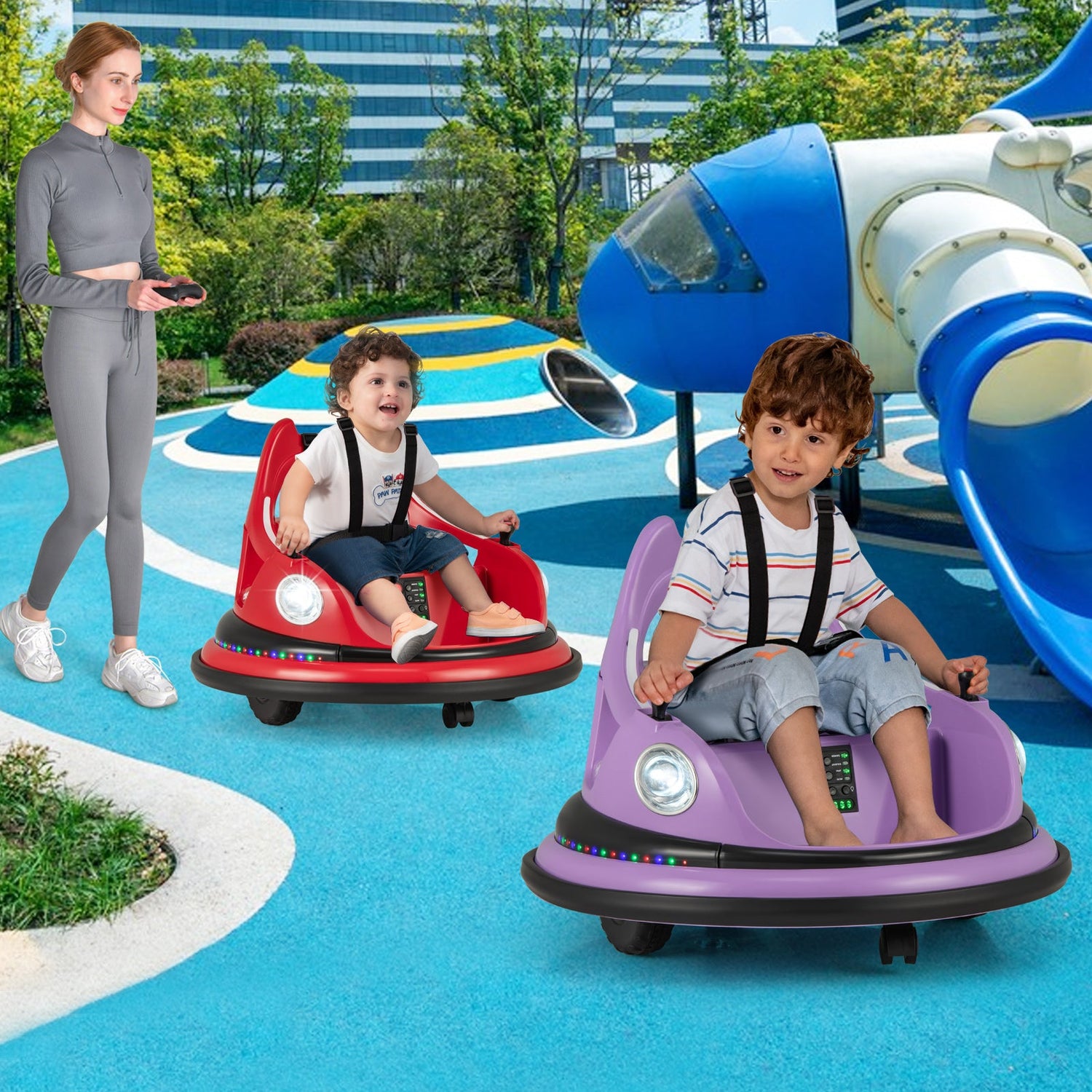 Coche de Choque para Niños de 12V con Control Remoto y Joysticks Duales