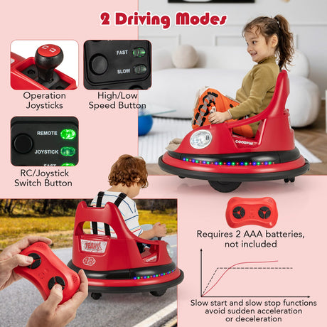 Coche de Choque para Niños de 12V con Control Remoto y Joysticks Duales