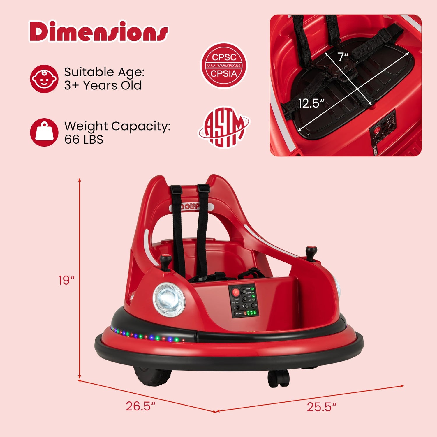 Coche de Choque para Niños de 12V con Control Remoto y Joysticks Duales