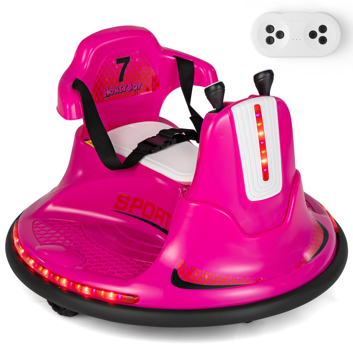 Coche de choque para niños de 12 V con control remoto, luces y música