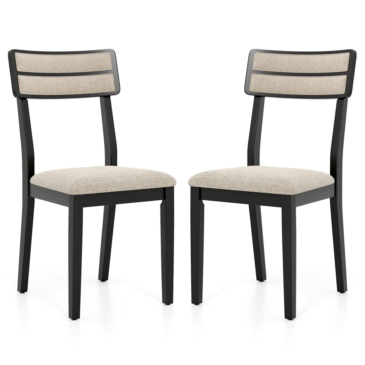 Modern Dining Chairs Set of 2 with Tilt Backrest for Dining Room-Black