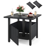 Mesa Auxiliar Exterior con Agujero para Sombrilla de 1.89" Soporte de Base para Sombrilla de Patio - Negro