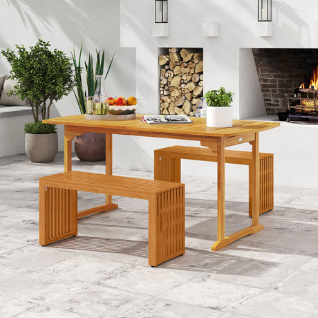 Banco de patio de 36 pulgadas con listones de madera de acacia para dos personas