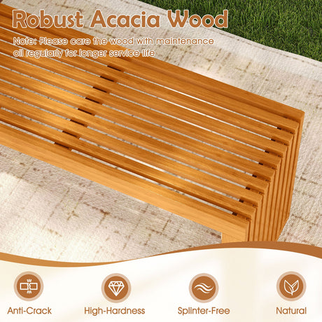 Banco de patio de 36 pulgadas con listones de madera de acacia para dos personas