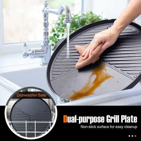 Parrilla eléctrica de exterior de 1350 W con soporte extraíble, fácil de instalar