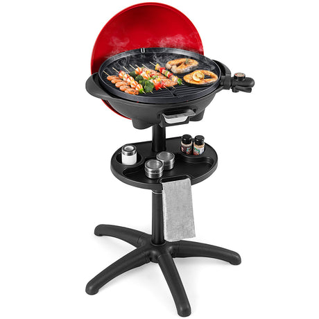 Parrilla eléctrica de exterior de 1350 W con soporte extraíble, fácil de instalar