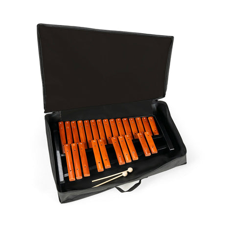 Xilófono de madera de percusión de 25 notas, instrumento educativo con 2 mazos