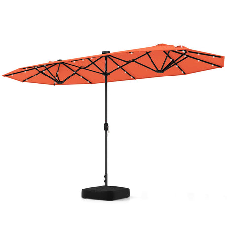 Sombrilla de Patio de 13 Pies de Doble Cara con Luces Solares para Jardín, Piscina o Patio Trasero