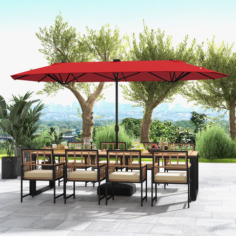 Sombrilla de Patio de 13 Pies de Doble Cara con Luces Solares para Jardín, Piscina o Patio Trasero