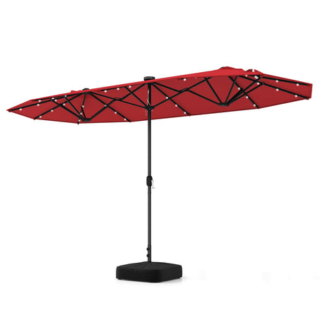 Sombrilla de Patio de 13 Pies de Doble Cara con Luces Solares para Jardín, Piscina o Patio Trasero