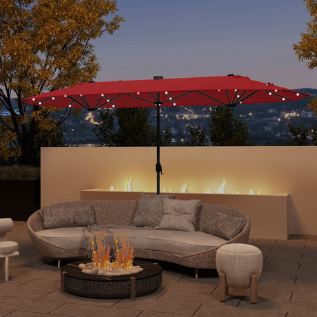 Sombrilla de Patio de 13 Pies de Doble Cara con Luces Solares para Jardín, Piscina o Patio Trasero