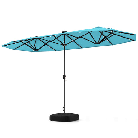 Sombrilla de Patio de 13 Pies de Doble Cara con Luces Solares para Jardín, Piscina o Patio Trasero