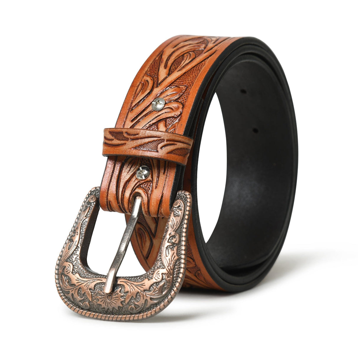 Cinturón de cuero de vaquero occidental - Marrón