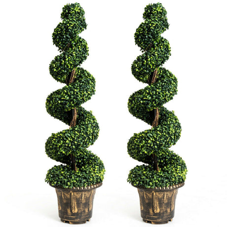 Juego de 2 árboles espirales de boj artificial de 4 pies para decoración