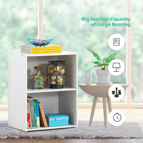 Mueble Expositor Multifuncional de 2 Capas con Gran Capacidad de Almacenamiento - Blanco