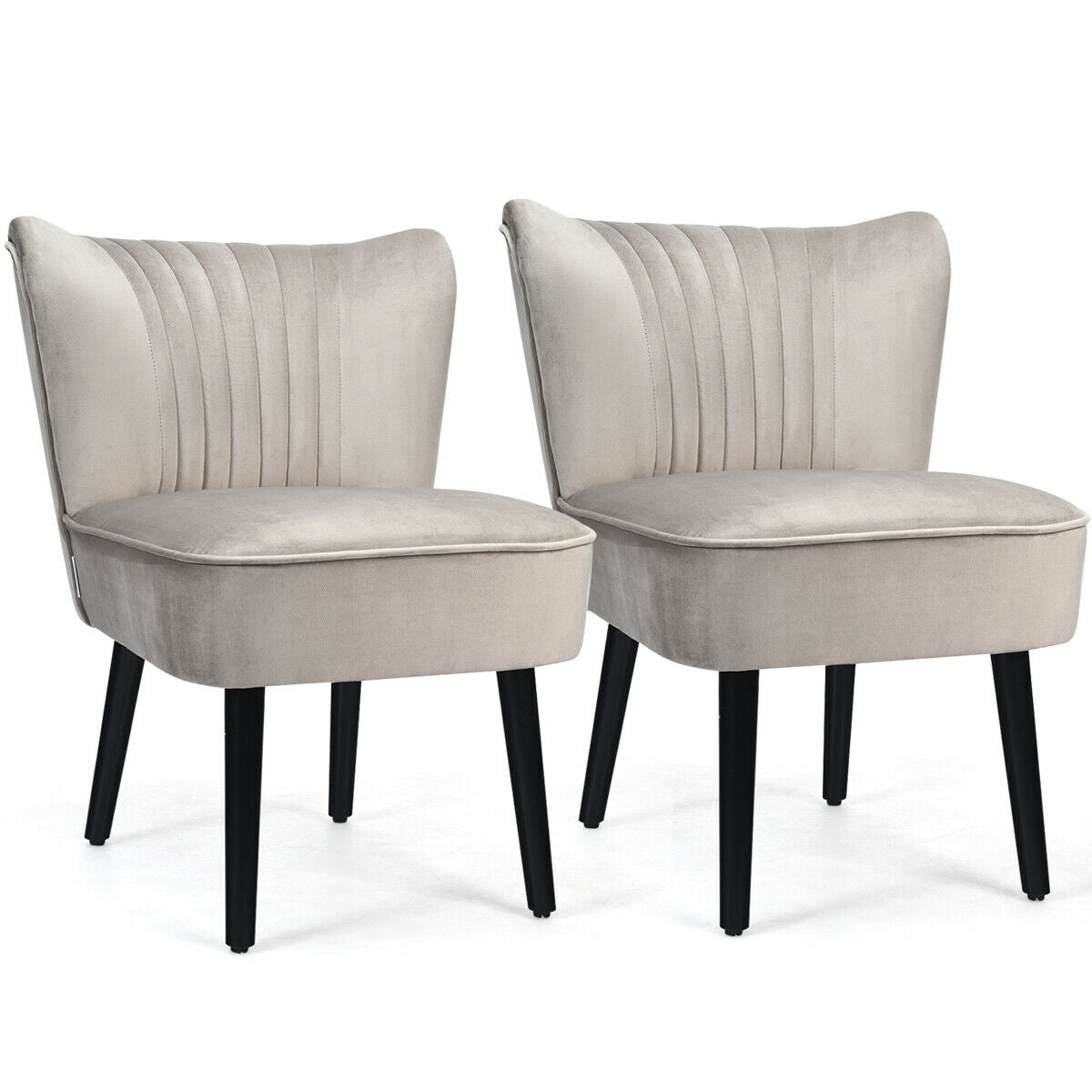 Juego de 2 sillones modernos tapizados con patas de madera maciza