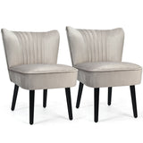 Juego de 2 sillones modernos tapizados con patas de madera maciza