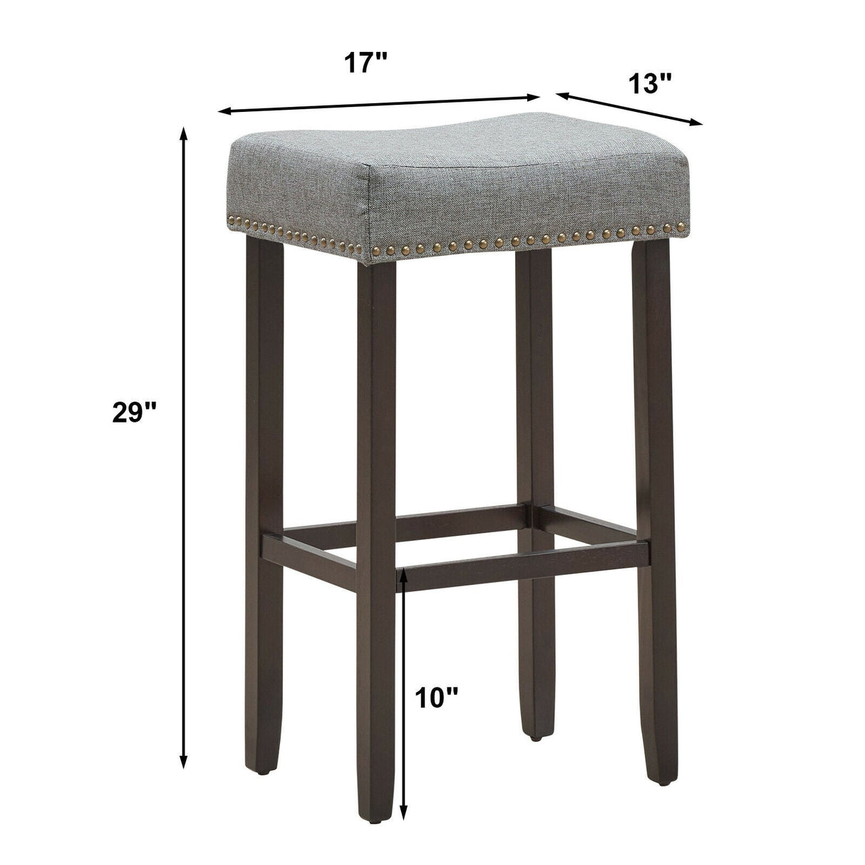 Set of 2 Nailhead Saddle Bar Stools 29 Inch Height