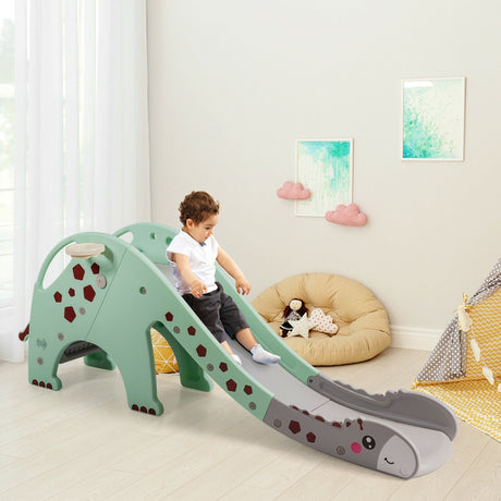 Set de juegos de escalada 3 en 1 para niños con tobogán y canasta de baloncesto