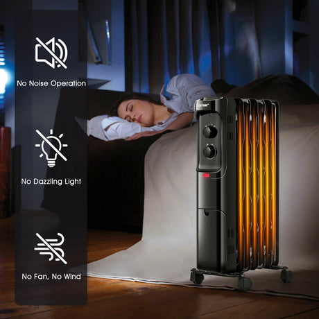Calefactor portátil radiador de aceite de 1500W con termostato ajustable