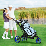 Carro de golf plegable con marcador, mango ajustable y rueda giratoria