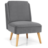 Sillón auxiliar sin brazos de terciopelo con patas de madera de caucho para dormitorio