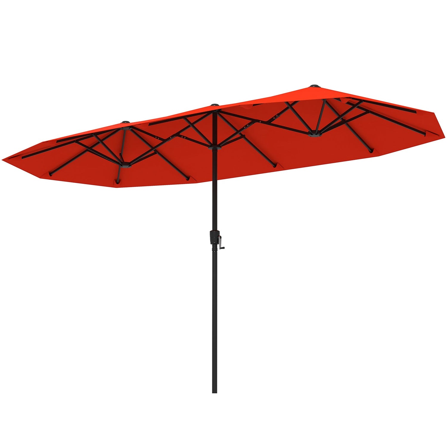 Sombrilla de Patio Grande de 13 Pies, Parasol Doble con Manivela para Exteriores - Beige