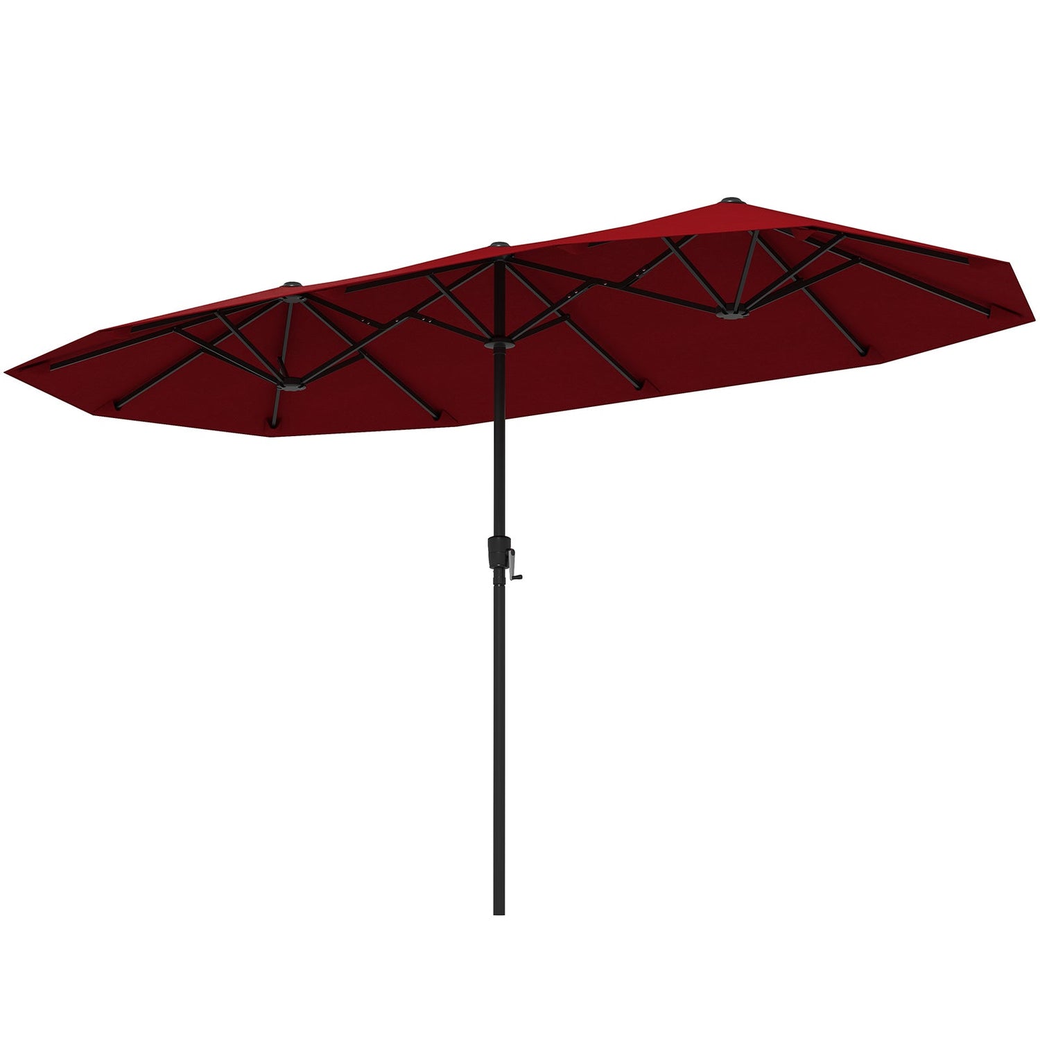 Sombrilla de Patio Grande de 13 Pies, Parasol Doble con Manivela para Exteriores - Beige