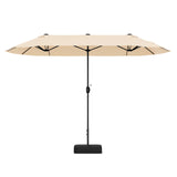 Sombrilla de mesa doble de patio de 13 pies con manivela - Beige