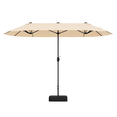 Sombrilla de mesa doble de patio de 13 pies con manivela - Beige