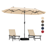 Sombrilla de mesa doble de patio de 13 pies con manivela - Beige