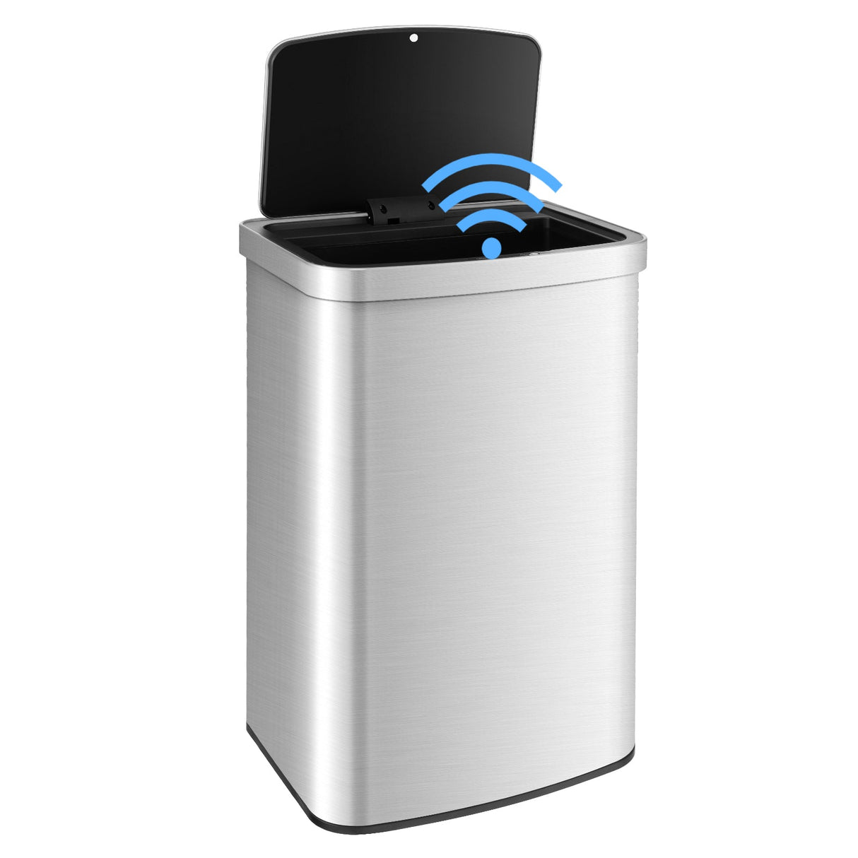 Cubo de basura automático de 13 galones con sensor de movimiento infrarrojo rectangular-Plateado
