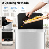 Cubo de basura automático de 13 galones con sensor de movimiento infrarrojo rectangular-Plateado